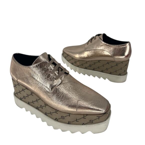 Stella McCartney Rose Gold Elyse Monogram Derbys - Picture 1 of 16